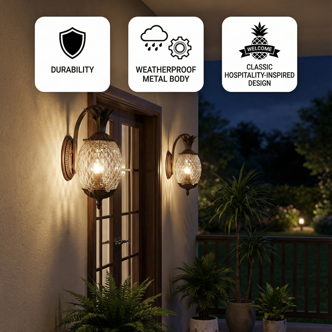 Antique Bronze Pineapple Outdoor Wall Light – Charming Illumination & Classic Elegance | Hanging Fixture | Trufairs