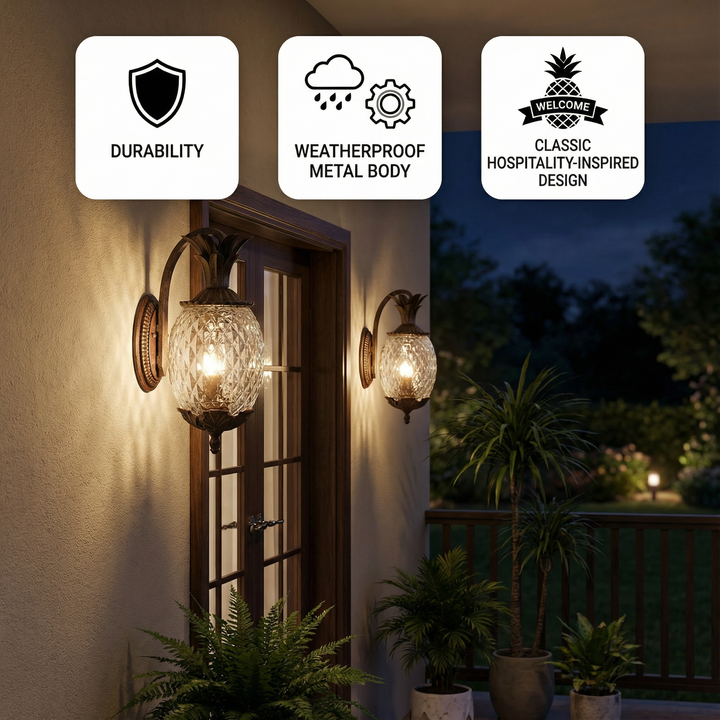 Antique Bronze Pineapple Outdoor Wall Light – Charming Illumination & Classic Elegance | Hanging Fixture | Trufairs