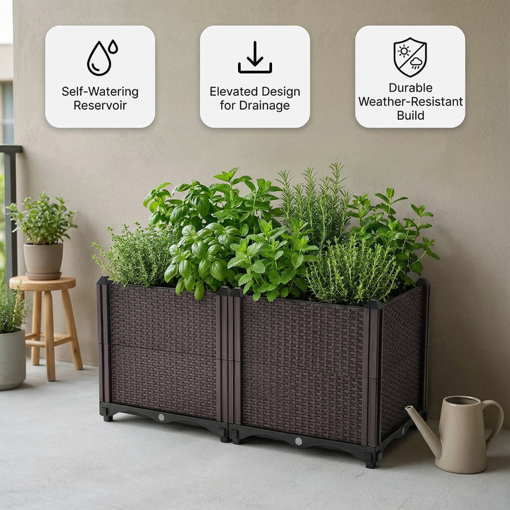 Self-Watering Raised Garden Bed – Elevated Planter Box for Flowers, Vegetables & Herbs | Patio/Balcony Growth System | Trufairs