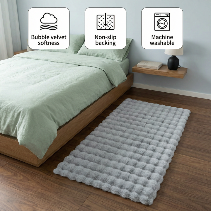 Bubble Velvet Plush Rug – Ultra-Soft Shaggy Accent | Bedroom Living Room Carpet | Trufairs