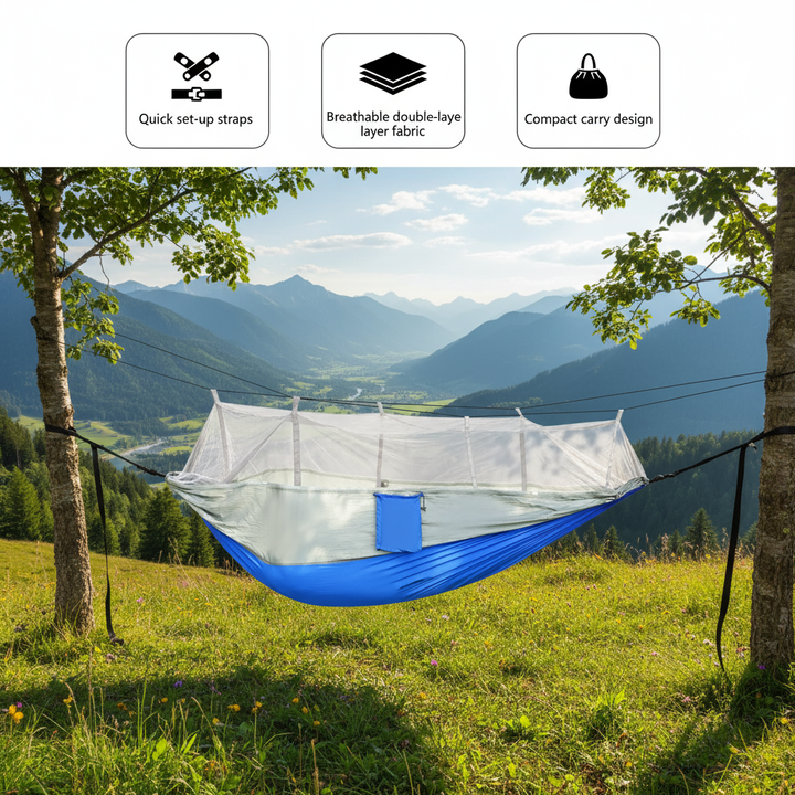 600lbs Load Outdoor Camping Hammock with Mosquito Net – 2-Person Parachute Nylon Hammock | Trufairs