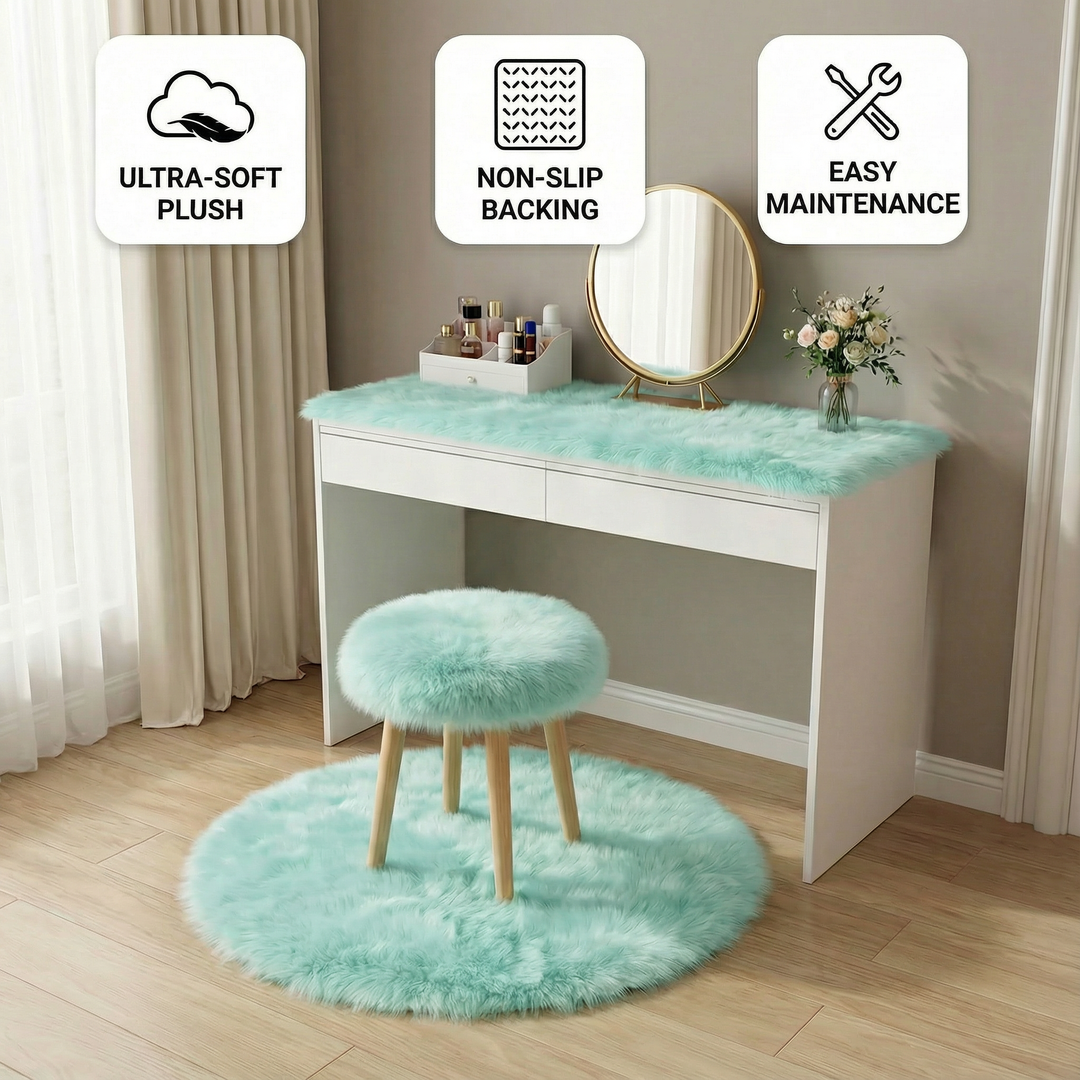 Modern White Plush Fur Rug – Ultra-Soft Cozy Accent | Bedroom & Living Room Carpet | Trufairs