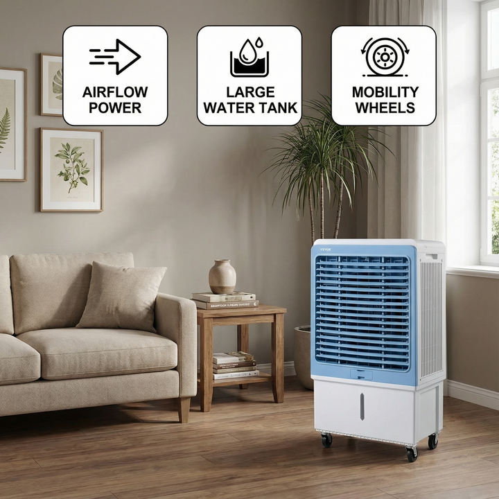 Portable Evaporative Air Cooler 4,129 CFM – 12.7 Gal Water Tank | Trufairs