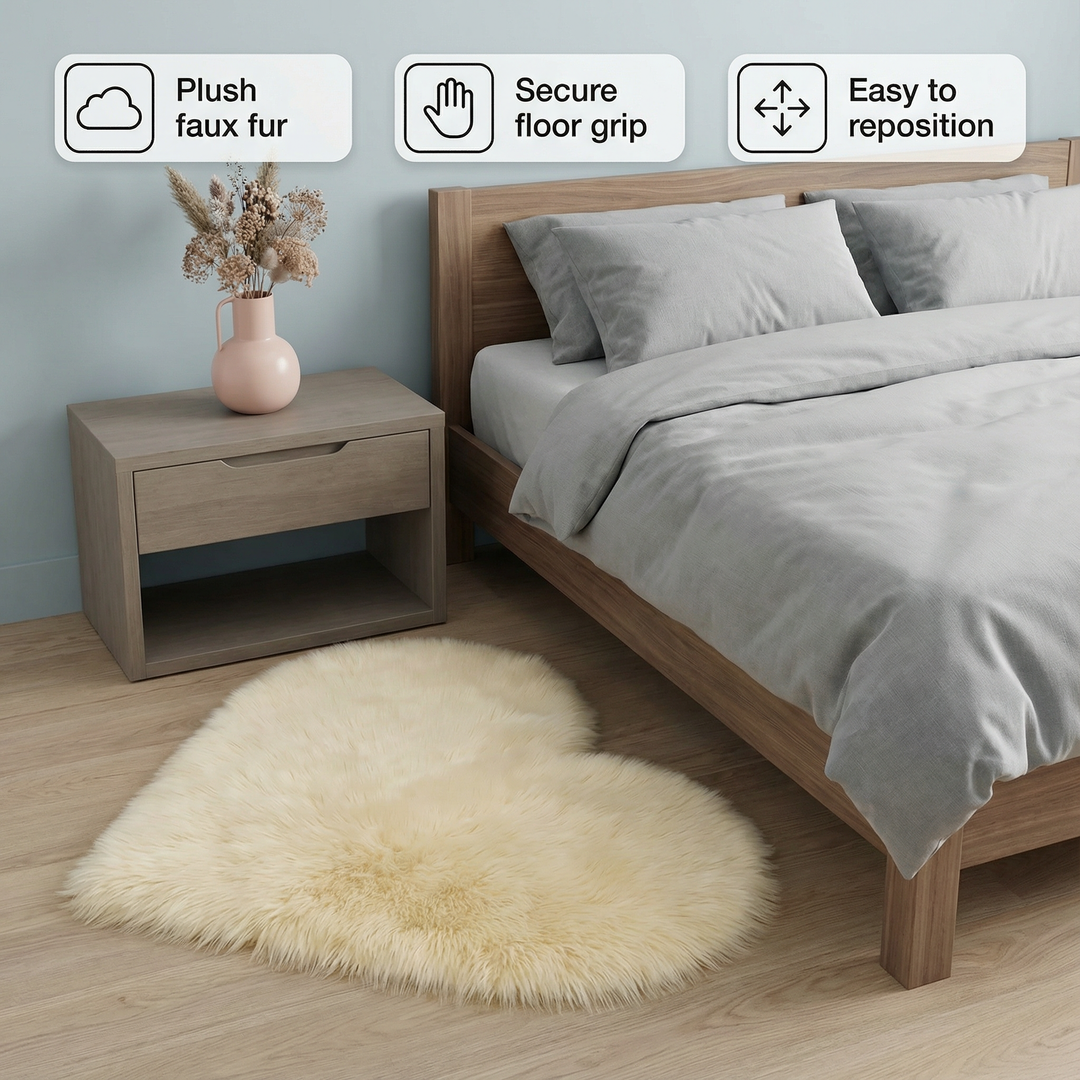 Heart Plush Accent Rug – Cozy Soft Home Decor Upgrade | Bedroom Living Room Carpet | Trufairs