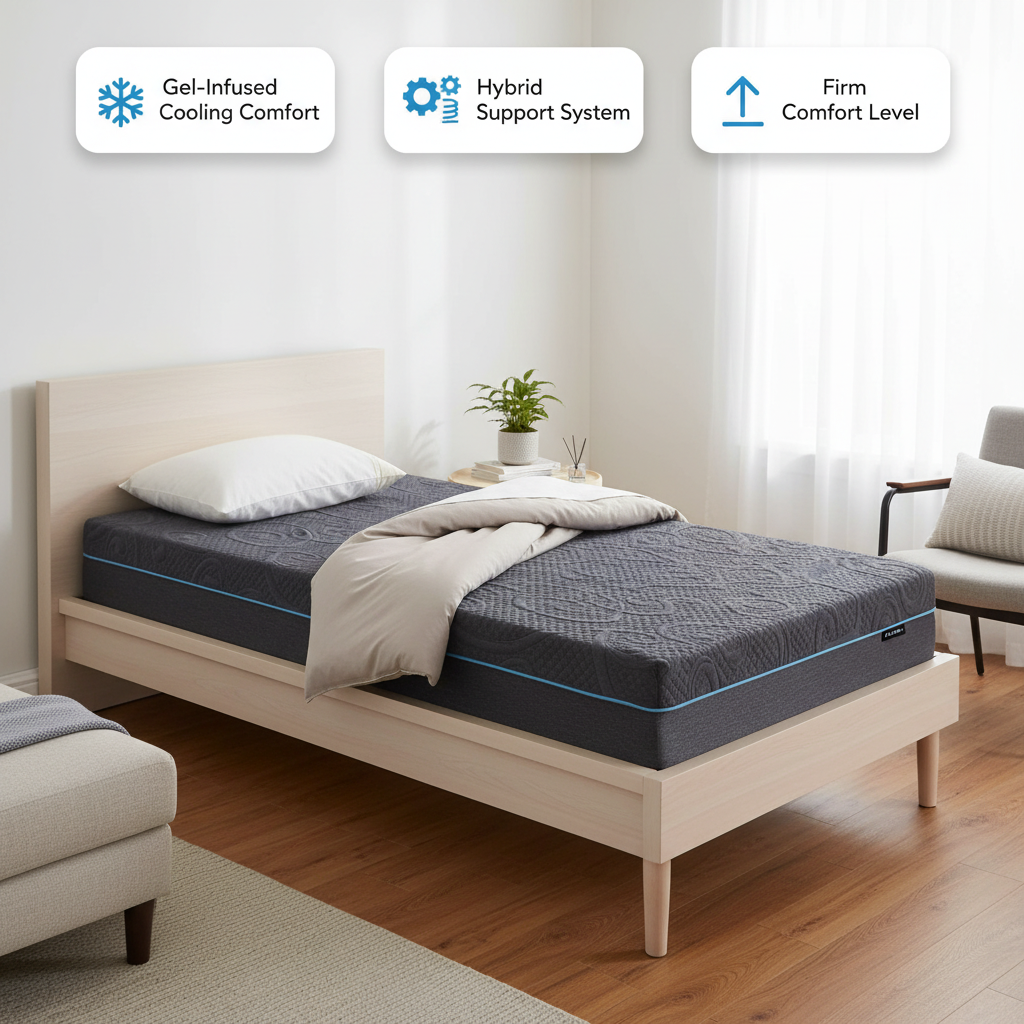 8″ Twin Size Gel-Infused Memory Foam Hybrid Mattress – Dark Gray Mattress-in-a-Box Firm Comfort | Trufairs