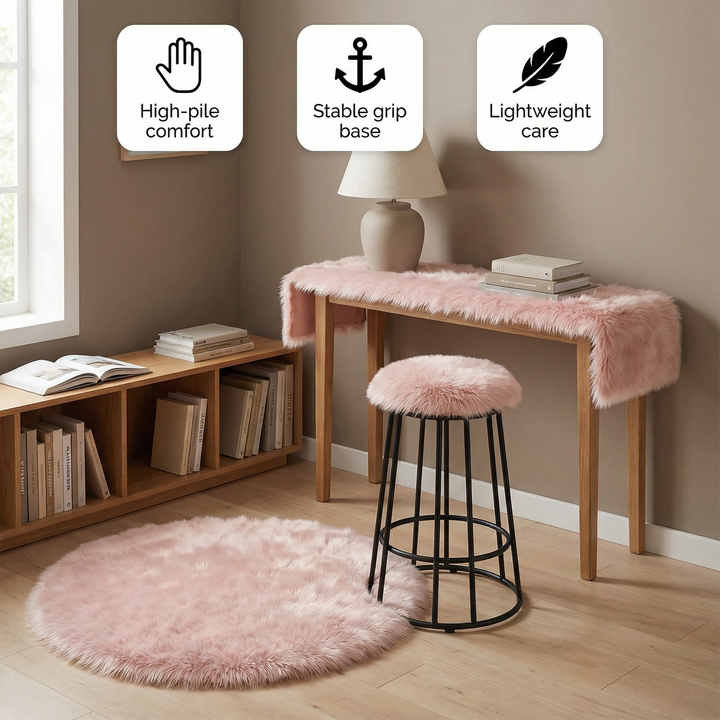 Modern White Plush Fur Rug – Ultra-Soft Cozy Accent | Bedroom & Living Room Carpet | Trufairs