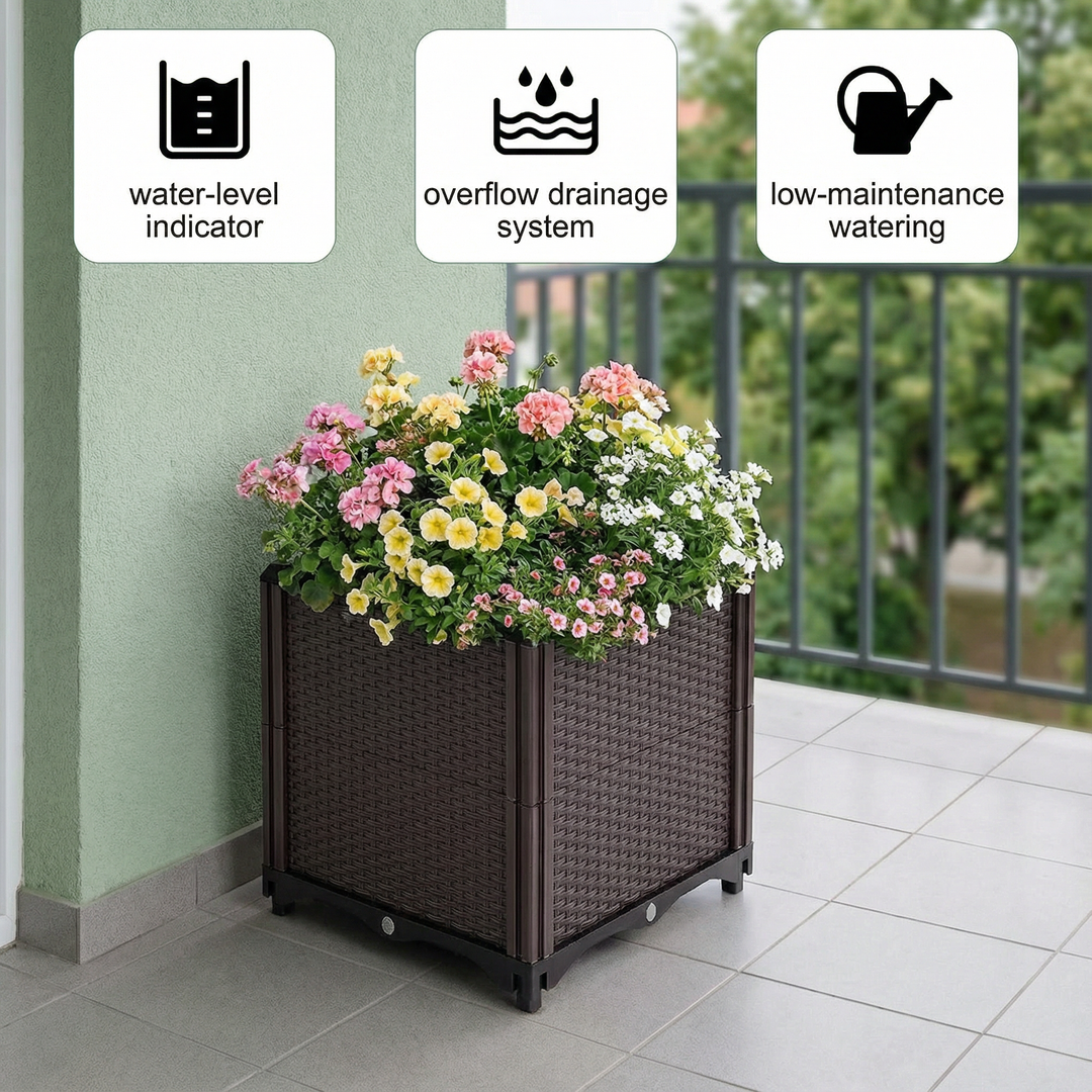 Self-Watering Raised Garden Bed – Elevated Planter Box for Flowers, Vegetables & Herbs | Patio/Balcony Growth System | Trufairs