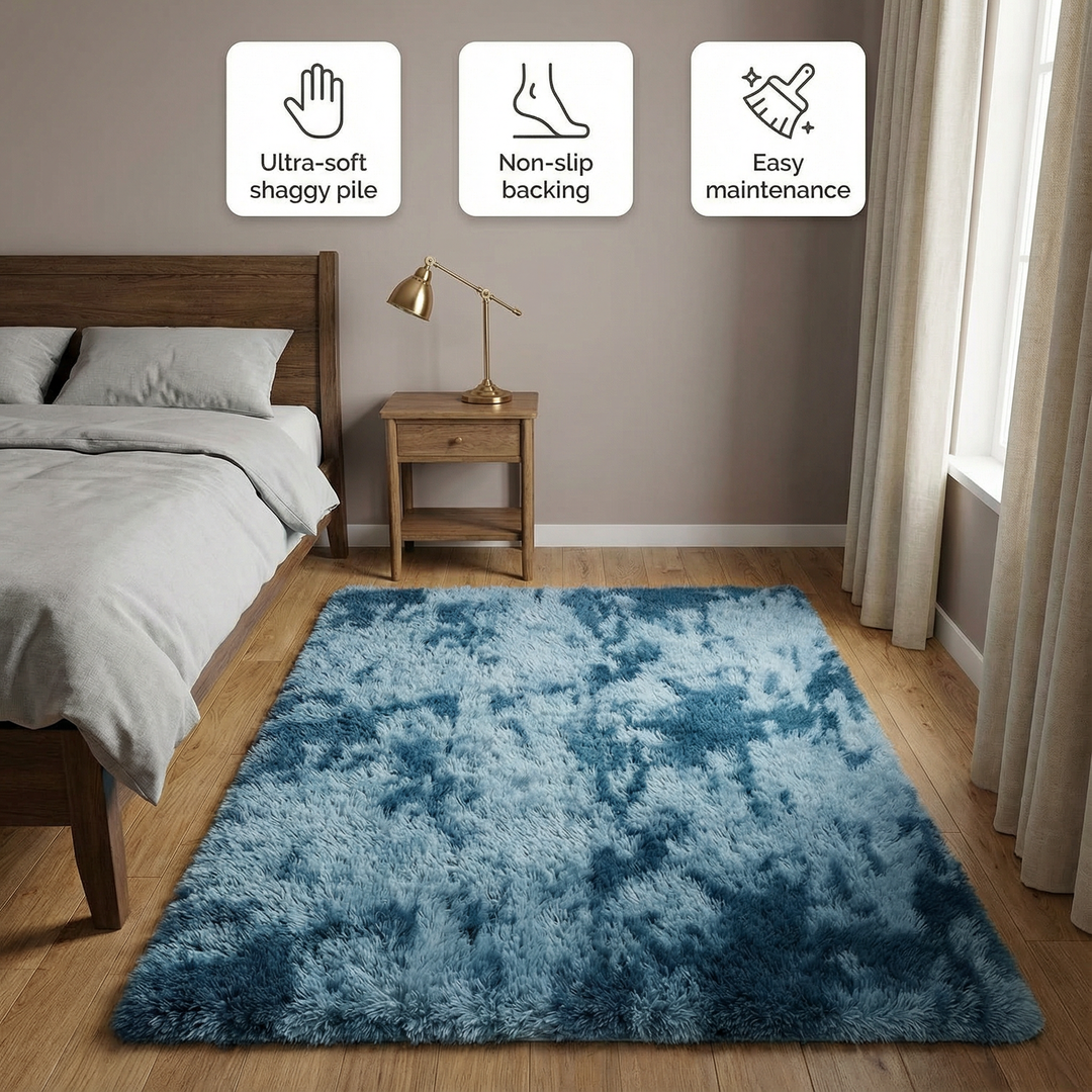 1pc, Ultra Soft Tie-Dyed Shaggy Area Rug for Bedroom, Living Room, and Home Decor - Fluffy, Fuzzy, and Plush Furry Carpet - 47.24 x 62.99