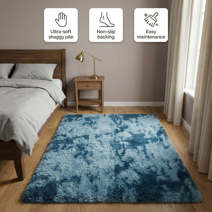 1pc, Ultra Soft Tie-Dyed Shaggy Area Rug for Bedroom, Living Room, and Home Decor - Fluffy, Fuzzy, and Plush Furry Carpet - 47.24 x 62.99