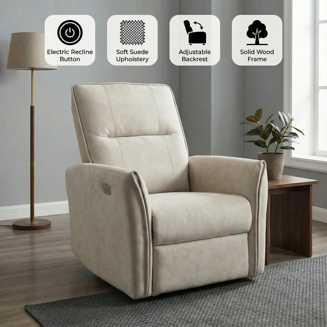 Asheville Cream Suede Recliner Chair