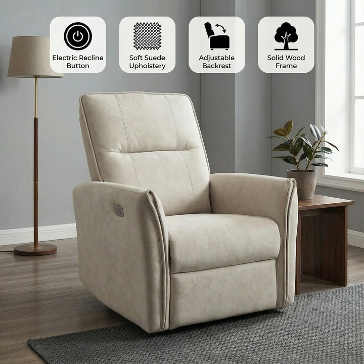 Asheville Cream Suede Recliner Chair