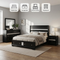 Traditional Matrix Queen 4 PC Storage Bedroom Set in Black made with Wood