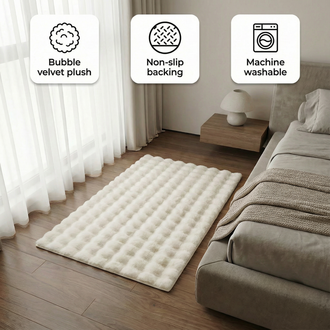 Bubble Velvet Plush Rug – Ultra-Soft Shaggy Accent | Bedroom Living Room Carpet | Trufairs