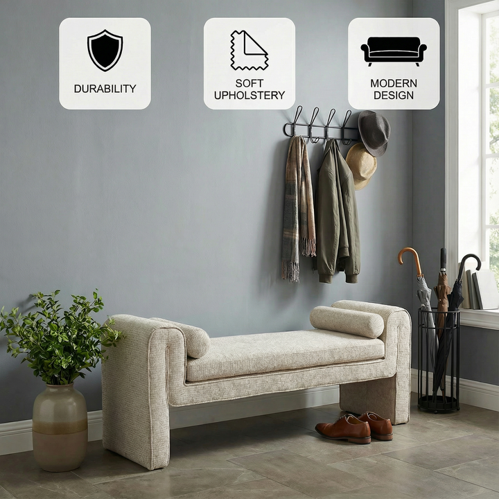 Metro Luxe Bench – Versatile Modern Accent | Upholstered Entryway Bench | Trufairs