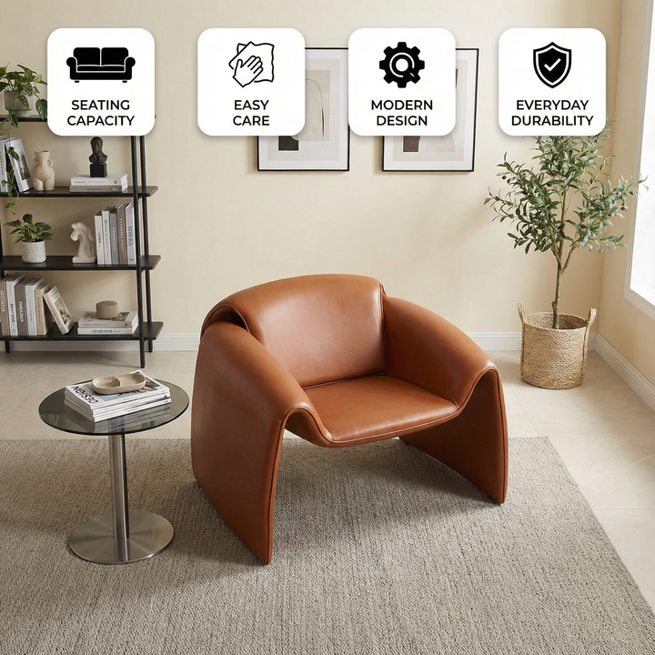 Horten Accent Chair Brown – Plush Contemporary Style | Designer Accent Seating | Trufairs