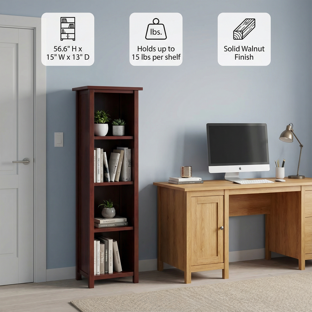 5-Tier Walnut Storage Bookcase – Space-Saving Tall Organizer | Home Storage Solutions | Trufairs