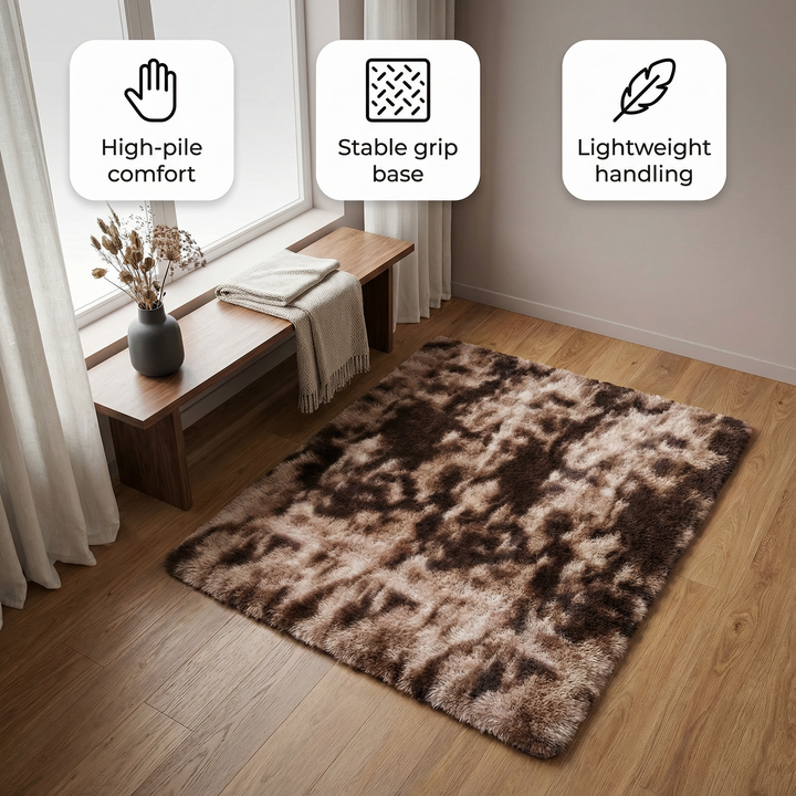 1pc, Ultra Soft Tie-Dyed Shaggy Area Rug for Bedroom, Living Room, and Home Decor - Fluffy, Fuzzy, and Plush Furry Carpet - 47.24 x 62.99