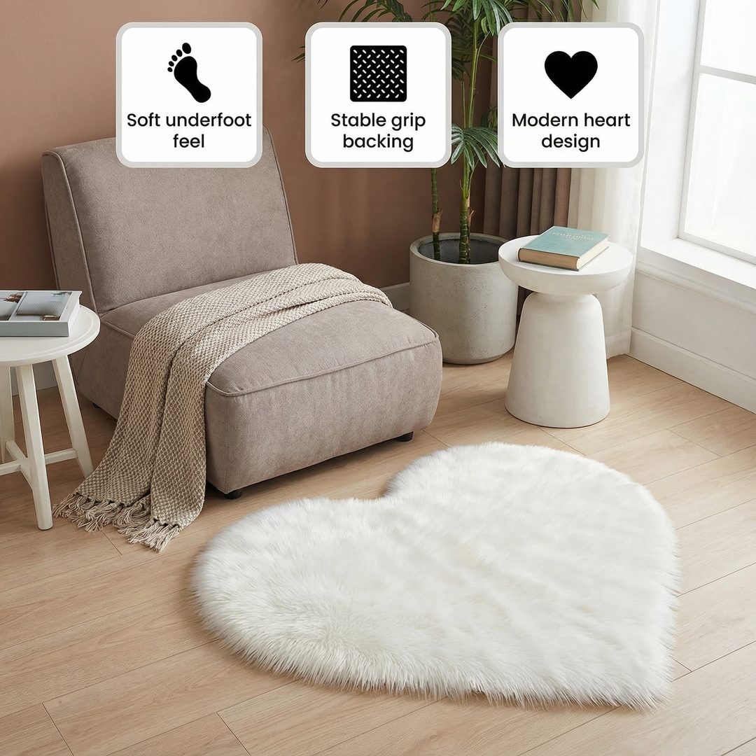 Heart Plush Accent Rug – Cozy Soft Home Decor Upgrade | Bedroom Living Room Carpet | Trufairs