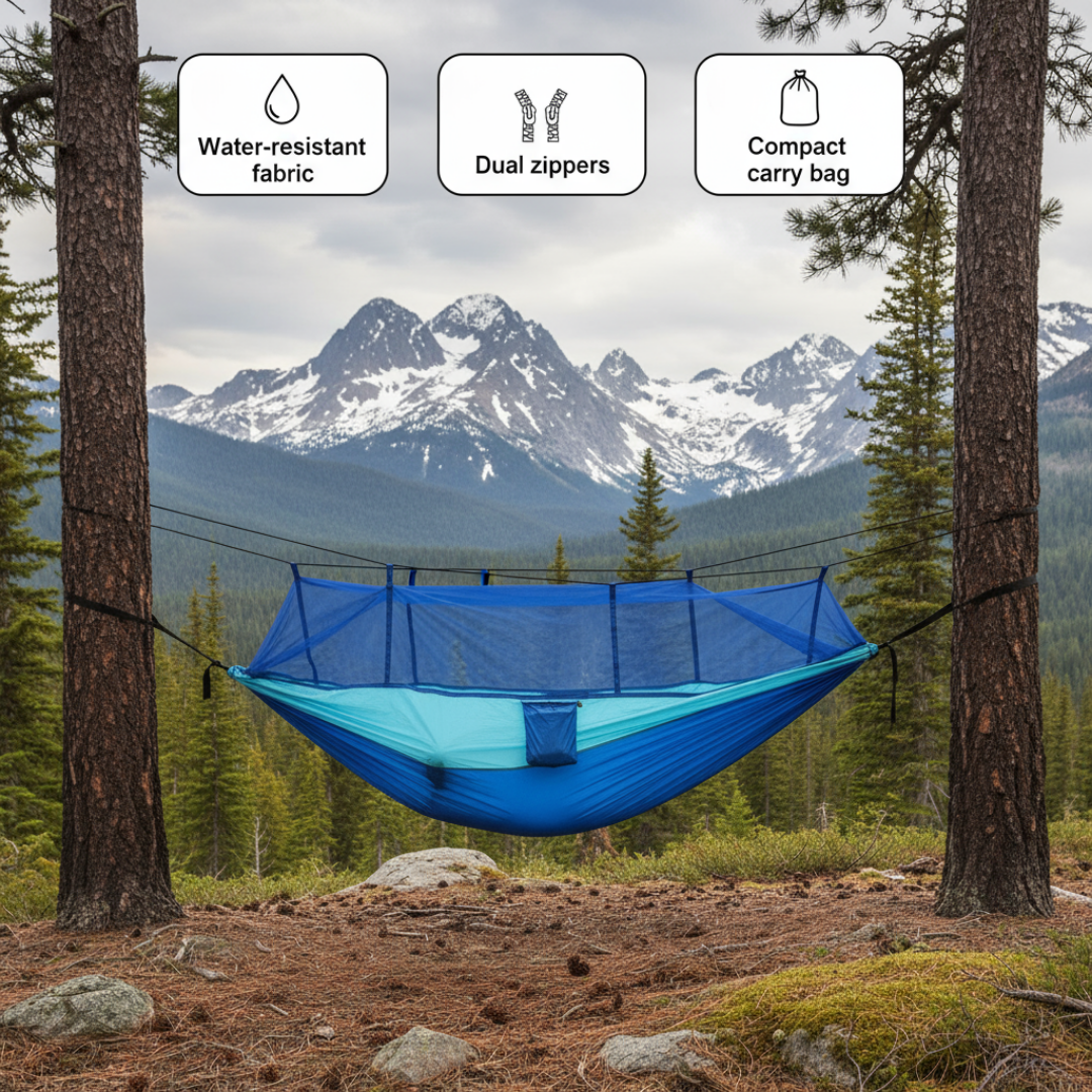 600lbs Load Outdoor Camping Hammock with Mosquito Net – 2-Person Parachute Nylon Hammock | Trufairs