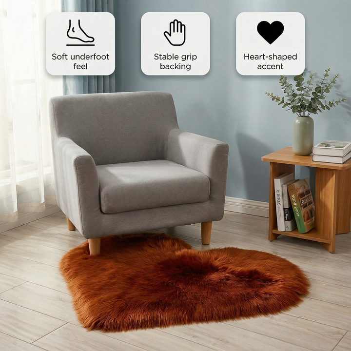 Heart Plush Accent Rug – Cozy Soft Home Decor Upgrade | Bedroom Living Room Carpet | Trufairs