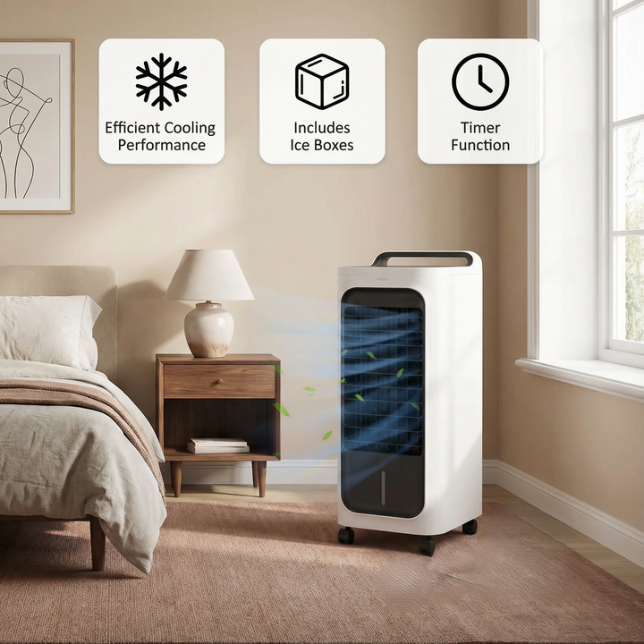 HOMCOM 26" Evaporative Air Cooler – 3-in-1 Ice Cooling Fan with Remote & Timer | Portable Swamp Cooler | Trufairs