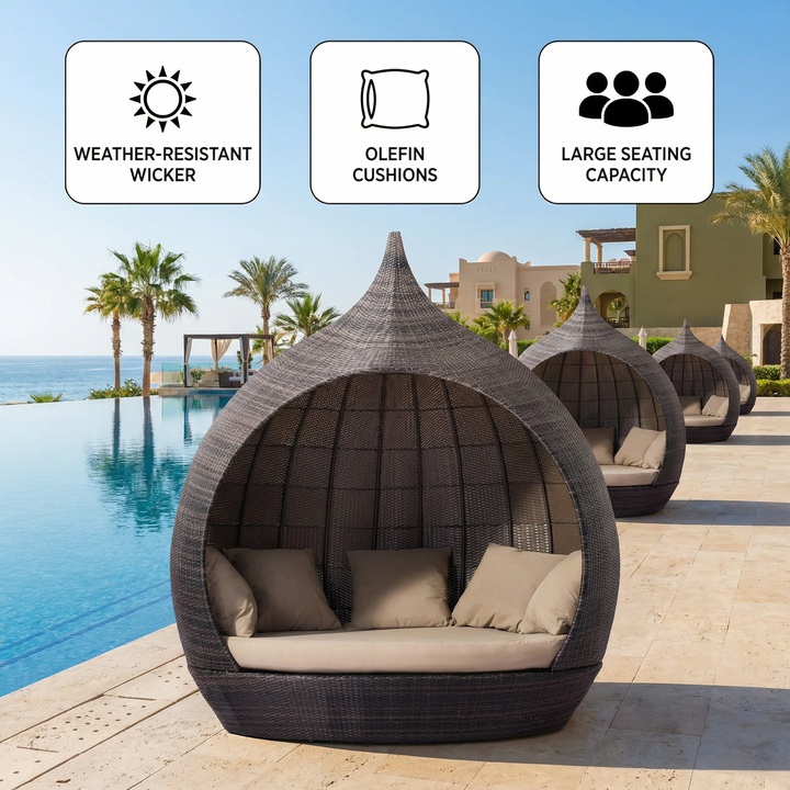 Martinique Beach Daybed Brown Beige – Luxurious Weather-Resistant Outdoor Lounger | Daybed | Trufairs