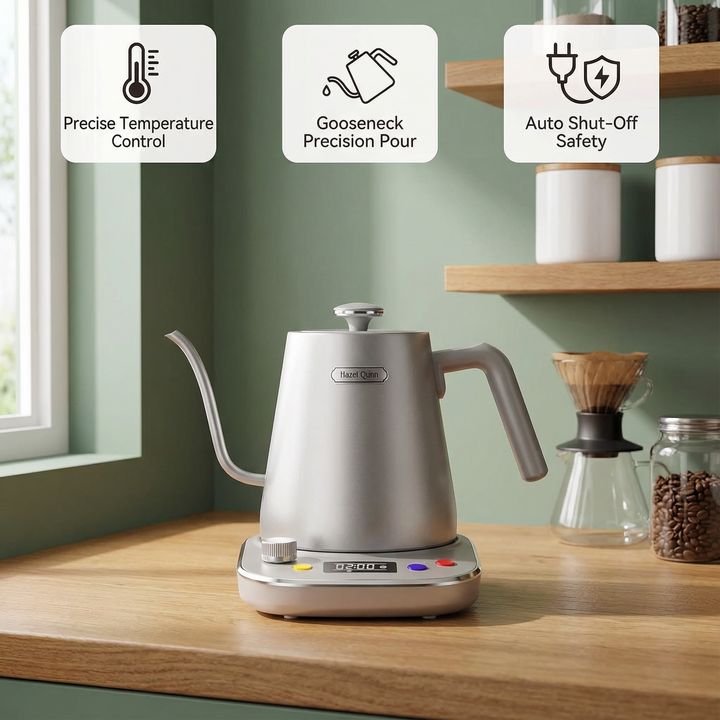 1200W Gooseneck Coffee Brewing Pot with LCD Temperature Control – Fast Boil, Food-Grade Stainless Steel Kettle | Trufairs