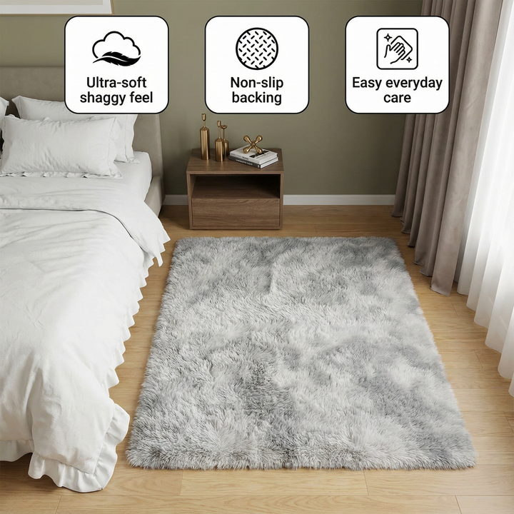1pc, Ultra Soft Tie-Dyed Shaggy Area Rug for Bedroom, Living Room, and Home Decor - Fluffy, Fuzzy, and Plush Furry Carpet - 47.24 x 62.99