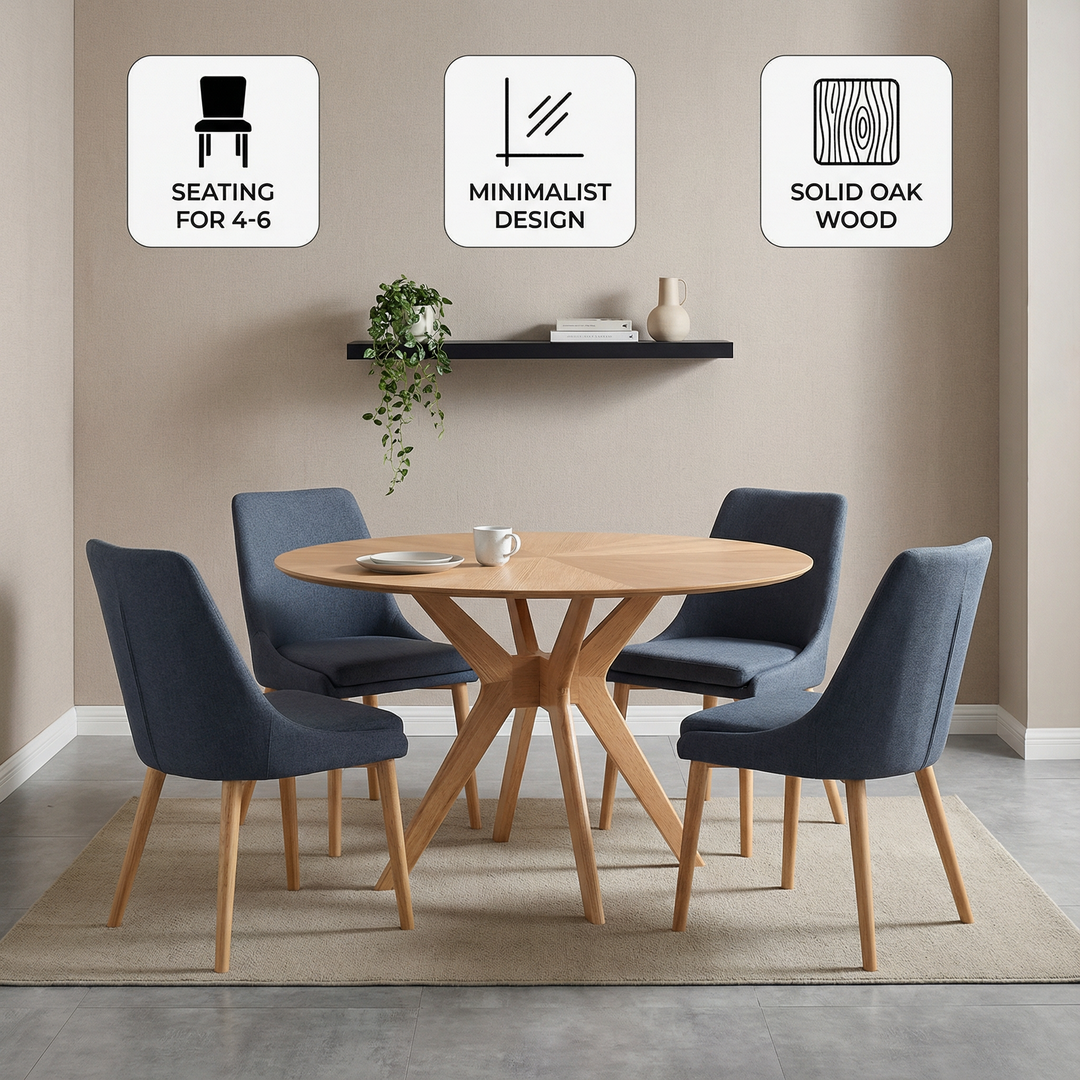 Modern Minimalist Round Dining Table – Natural Wood 47.6" Circle Design | Contemporary Dining Furniture | Trufairs