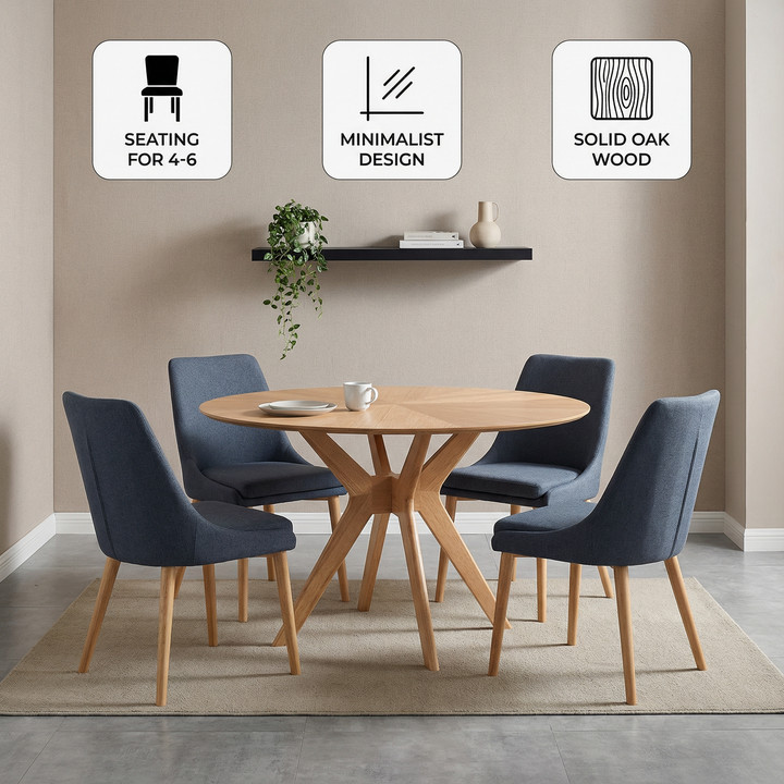 Modern Minimalist Round Dining Table – Natural Wood 47.6" Circle Design | Contemporary Dining Furniture | Trufairs