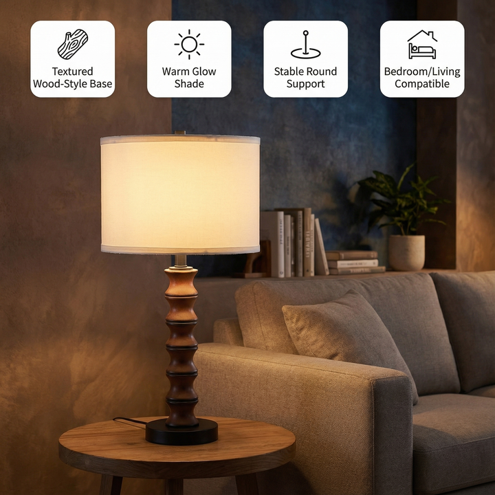 27.5" In Coastal Littoral Wood Insp Modern Table Lamp