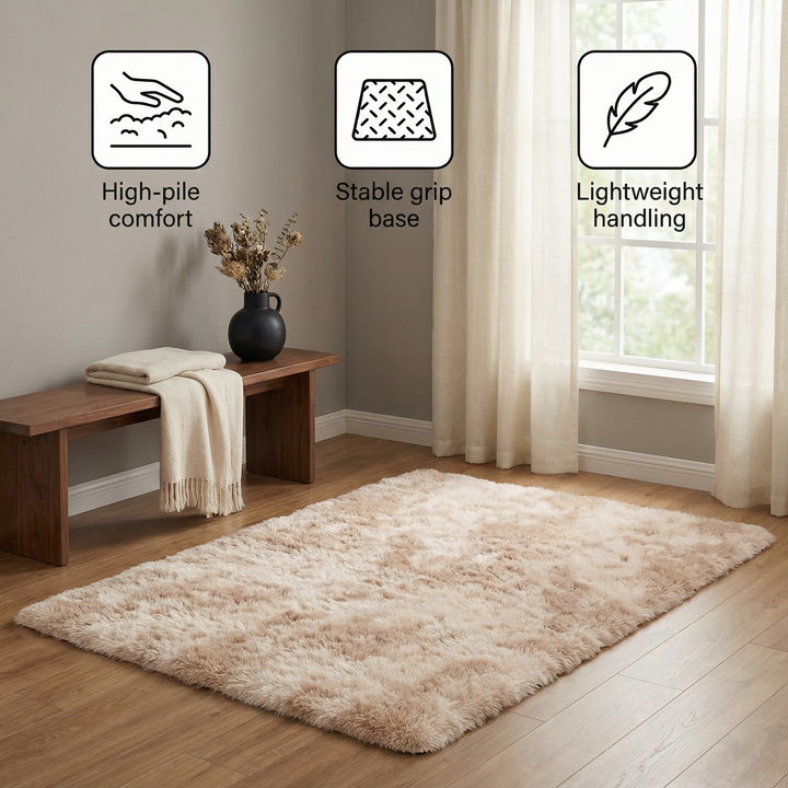 1pc, Ultra Soft Tie-Dyed Shaggy Area Rug for Bedroom, Living Room, and Home Decor - Fluffy, Fuzzy, and Plush Furry Carpet - 47.24 x 62.99