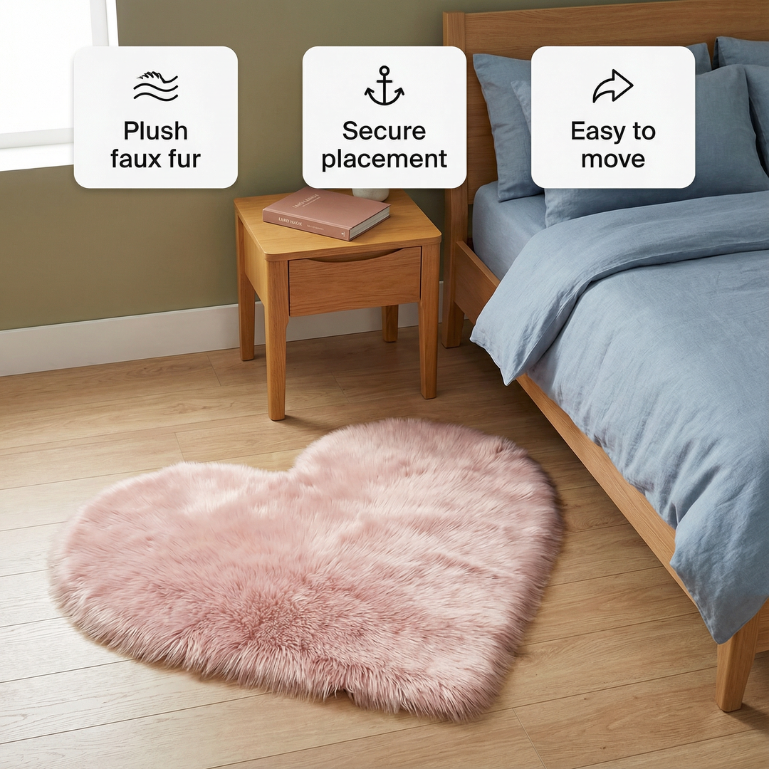 Heart Plush Accent Rug – Cozy Soft Home Decor Upgrade | Bedroom Living Room Carpet | Trufairs