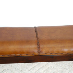 Chad Mid Century Modern Tan Leather Bench