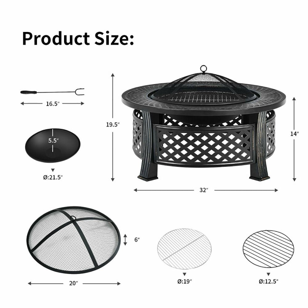 Fire Pit with BBQ Grill