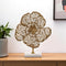 18 Inch Antiqued Gold and White Aluminum and Marble Flowers Abstract Tabletop Sculpture | Trufairs