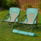 Outsunny 2-Pack Folding Beach Chairs with Mesh Back, Cup Holder & Carry Bag – Turquoise