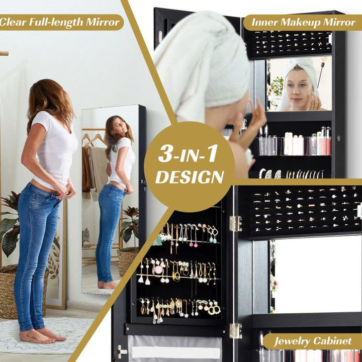 Frameless Mirror Jewelry Armoire