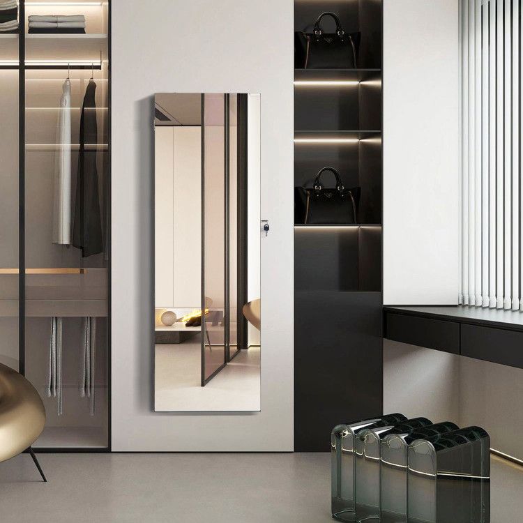 Frameless Mirror Jewelry Armoire