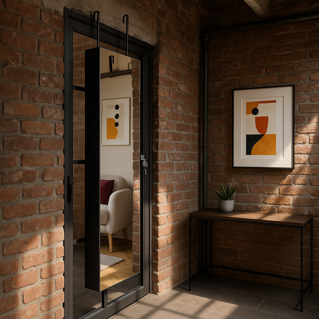 Frameless Mirror Jewelry Armoire