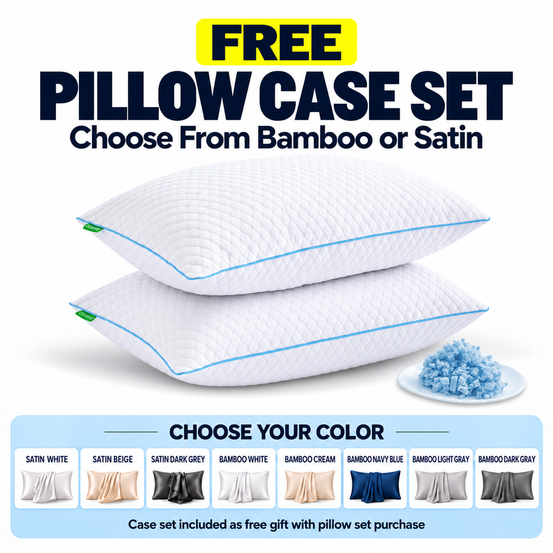 Gel Memory Foam Pillows, Set of 2 – Firm Quilted & Dual-Sided Cooling