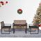 Premium 4-Piece Patio Furniture Set - Outdoor Balcony Porch Garden Backyard Lawn Furniture with Acacia Wood Table Top in Modern Black and Light Brown