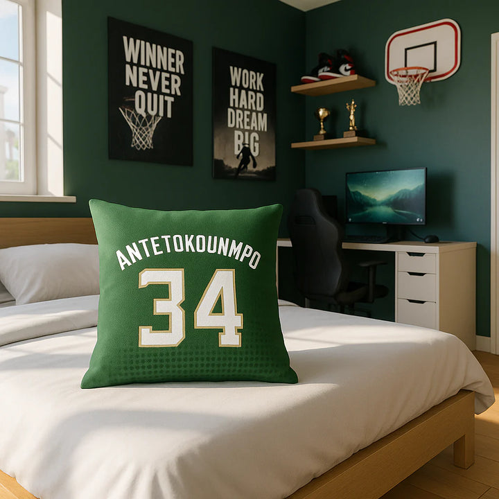 Premium Milwaukee Bucks NBA Giannis Antetokounmpo Throw Pillow - 18 x 18 inches