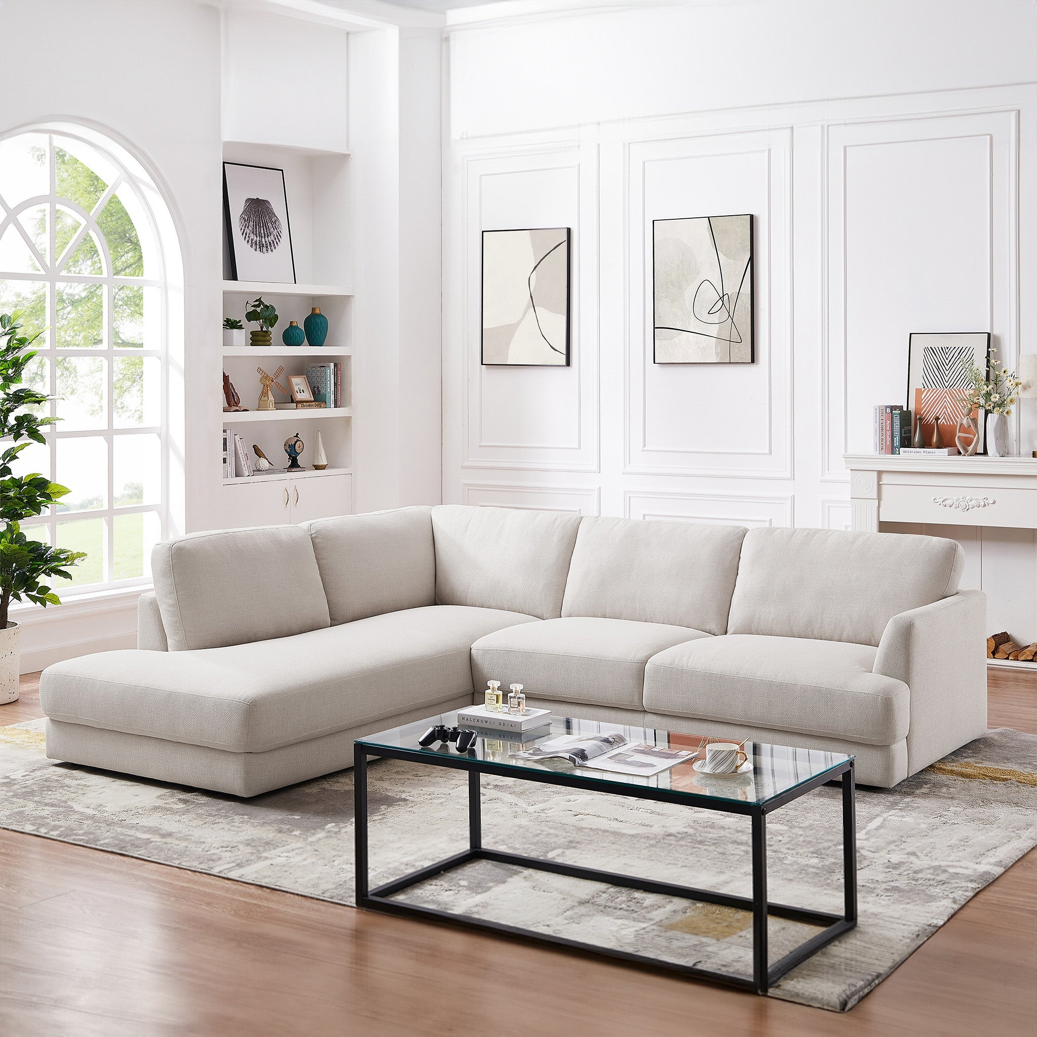 Glander Cozy Sectional Sofa Left Facing Cream