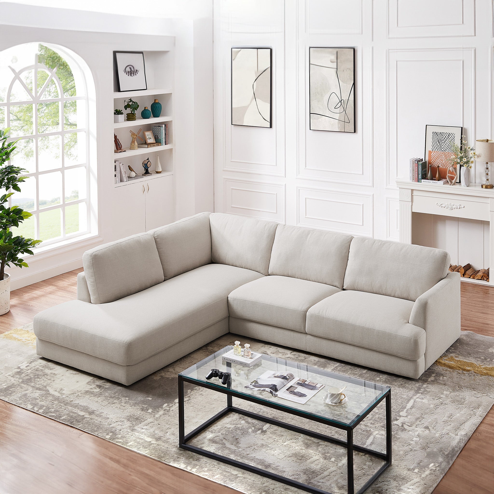 Glander Cozy Sectional Sofa Left Facing Cream