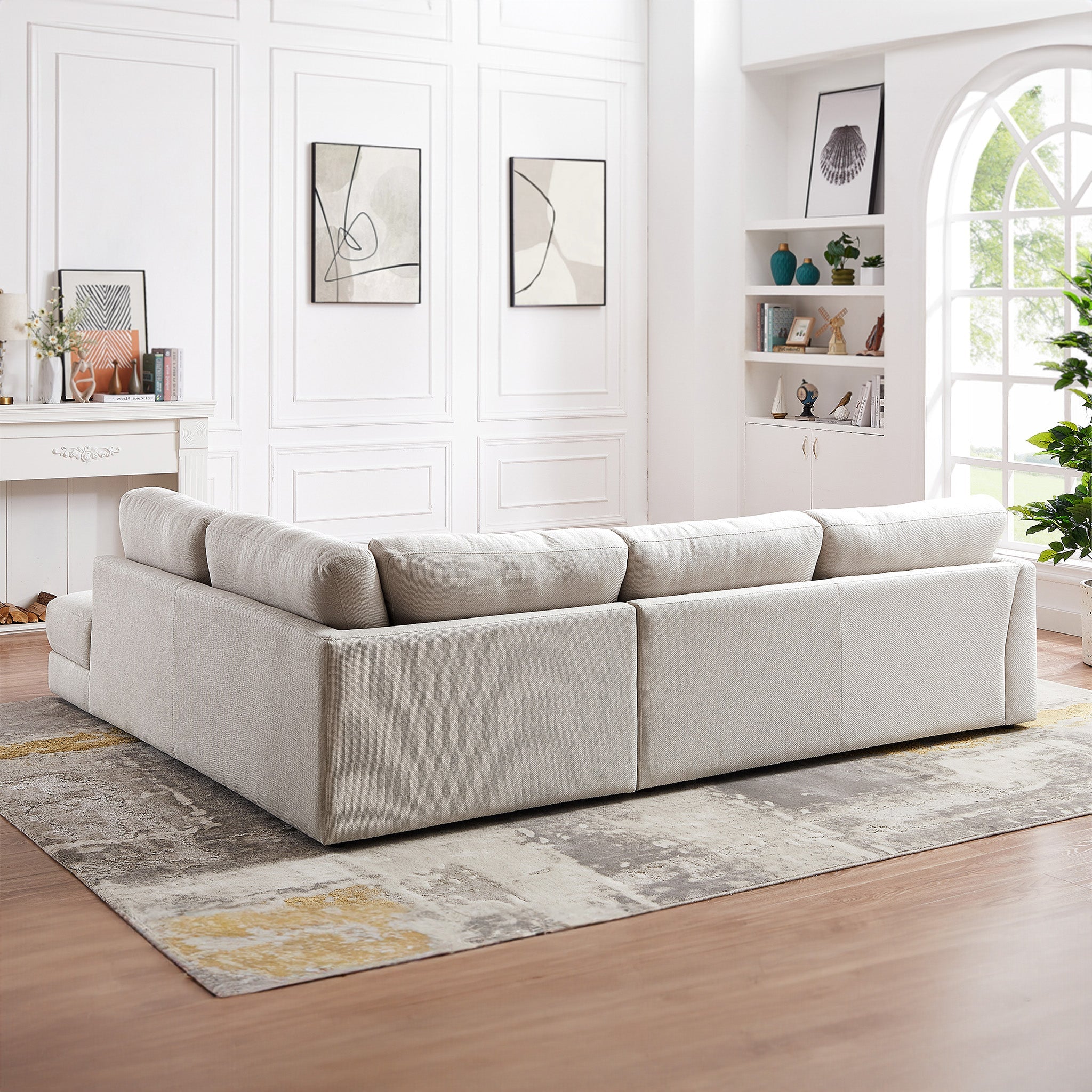 Glander Cozy Sectional Sofa Right Facing Cream