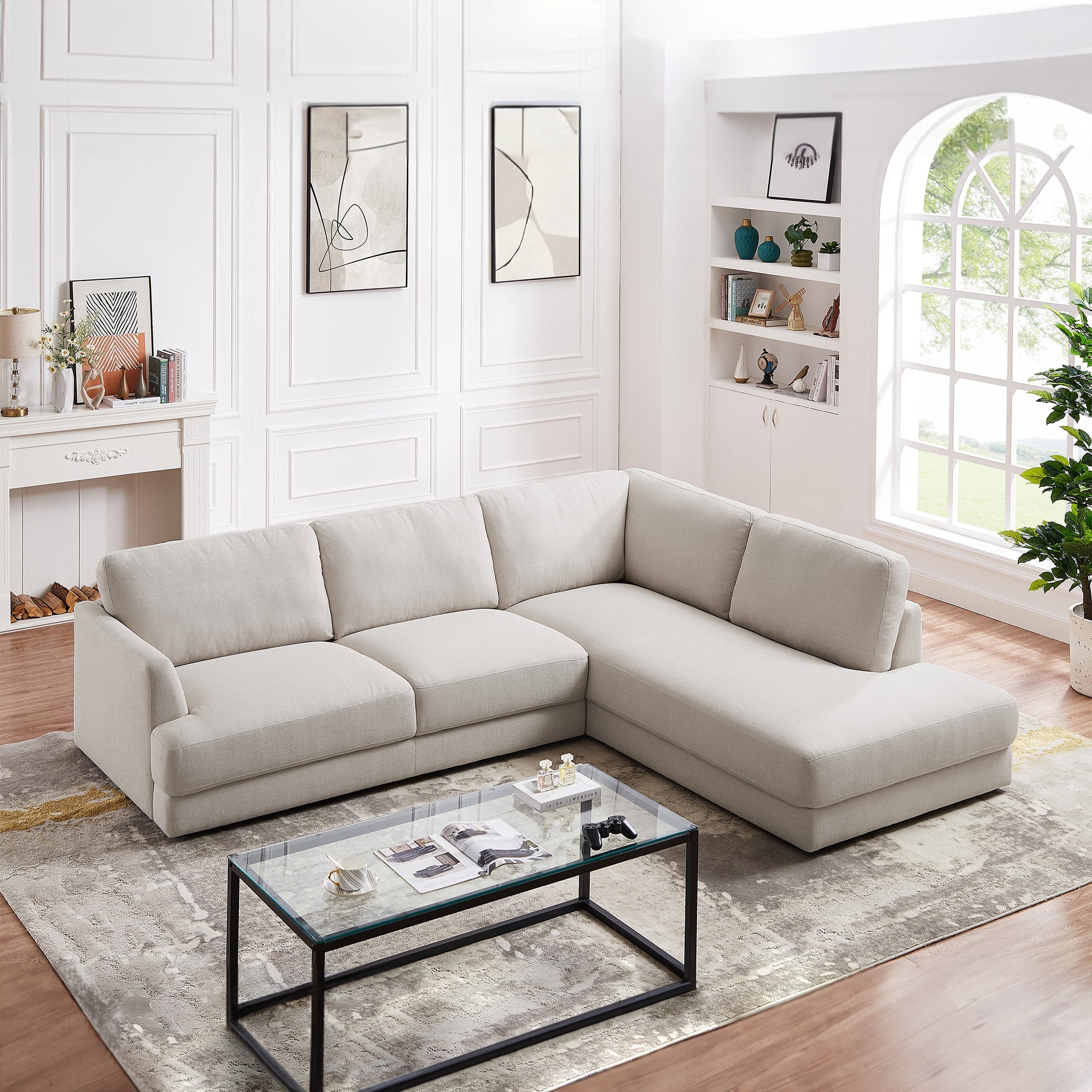 Glander Cozy Sectional Sofa Right Facing Cream