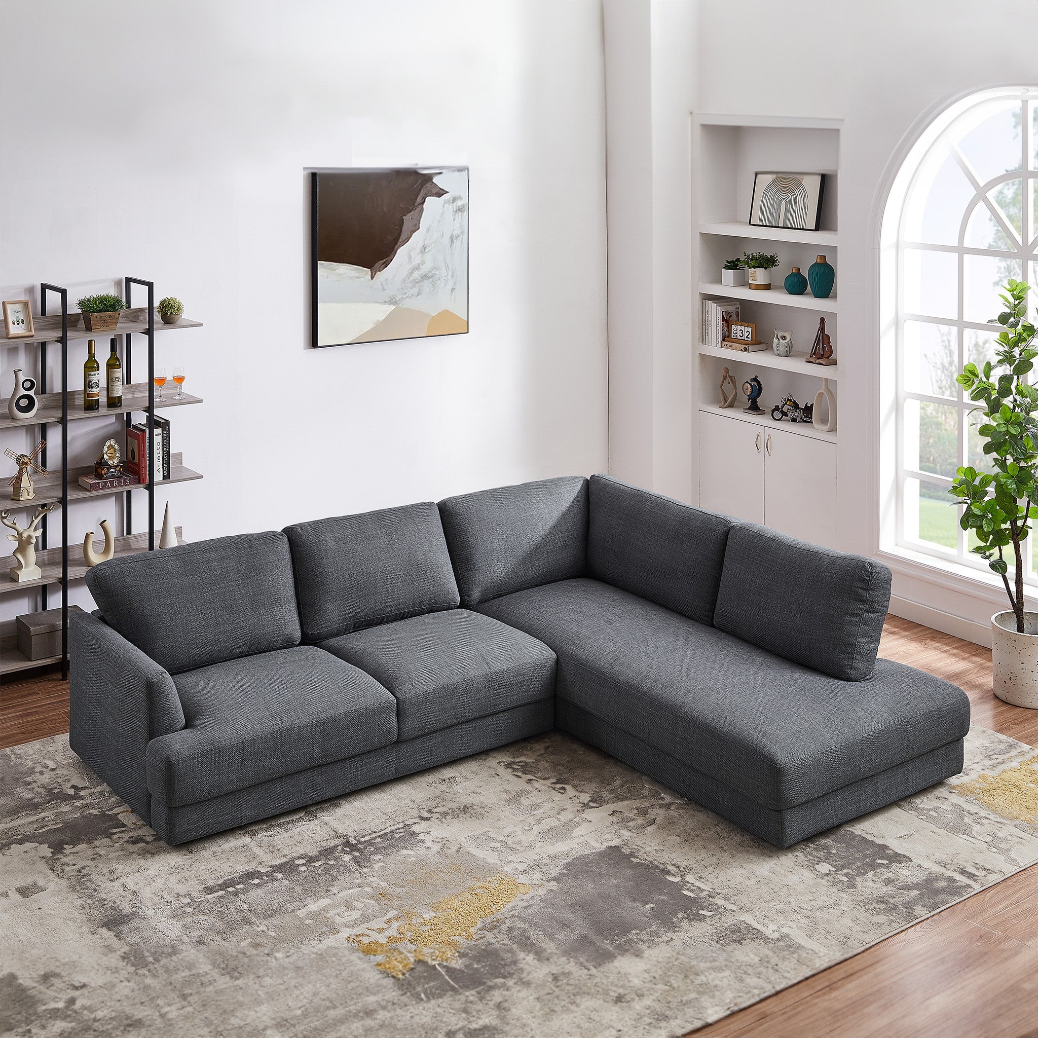 Glander Cozy Sectional Sofa Right Facing Grey