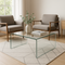 Modern Minimalist Tempered Glass Coffee Table: Sleek U-Shaped Design with Safety Rounded Edges