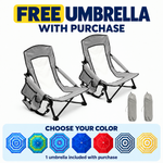 Folding Beach Chairs 2-Pack – Mesh Back with Cup Holders